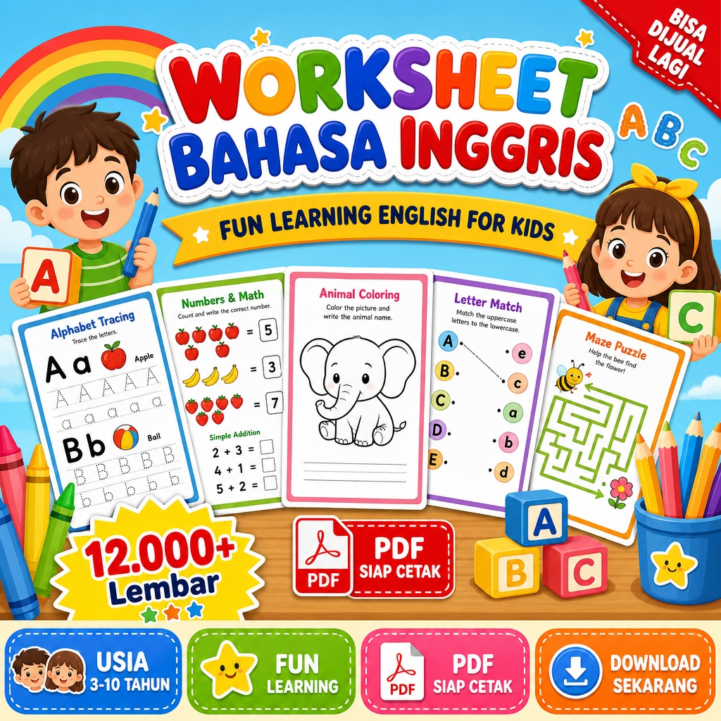 Sampul 12.000+ Worksheet Anak Bahasa Inggris