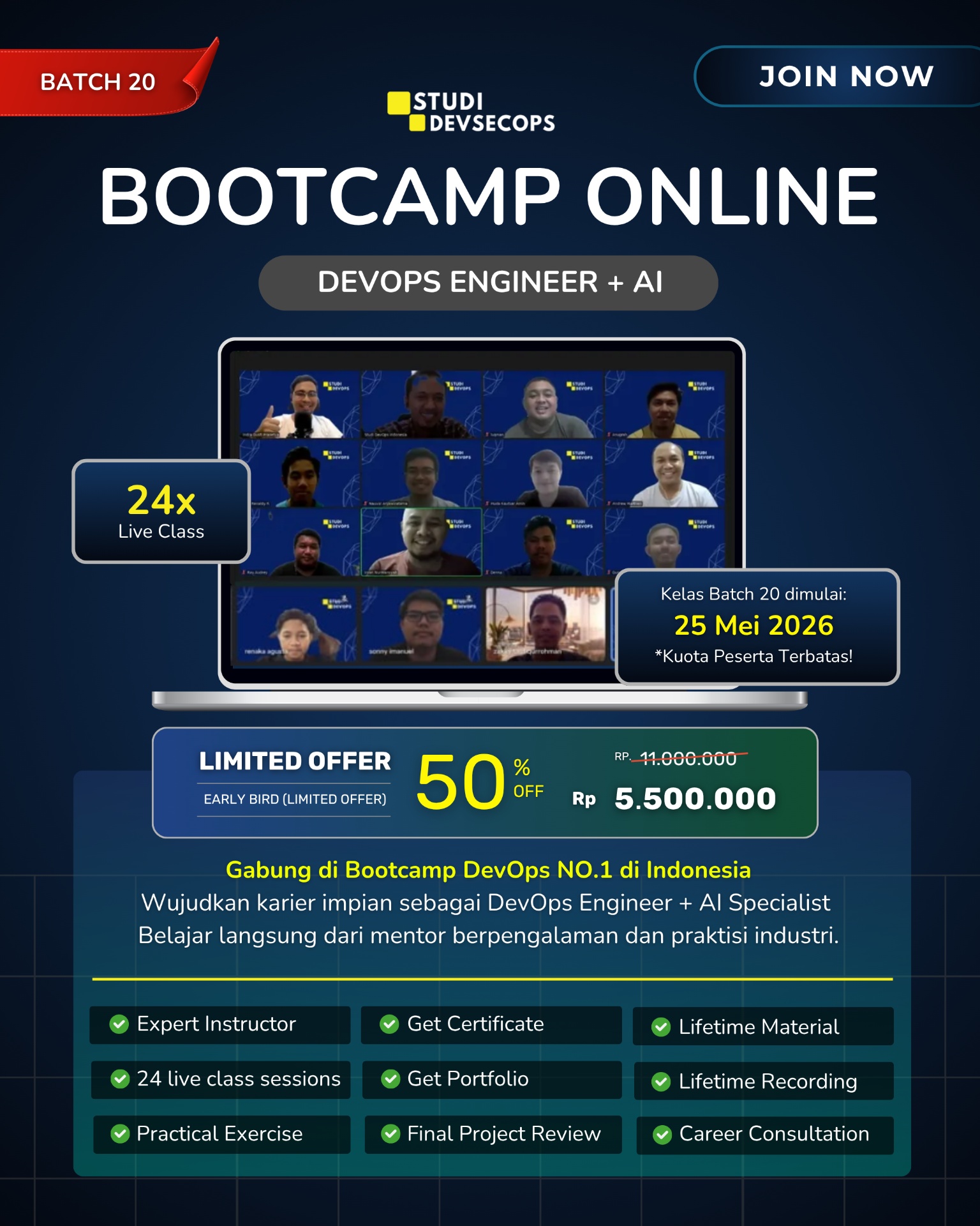 DevOps Engineer + AI Batch 20, Diskon 50% - Studi DevSecOps