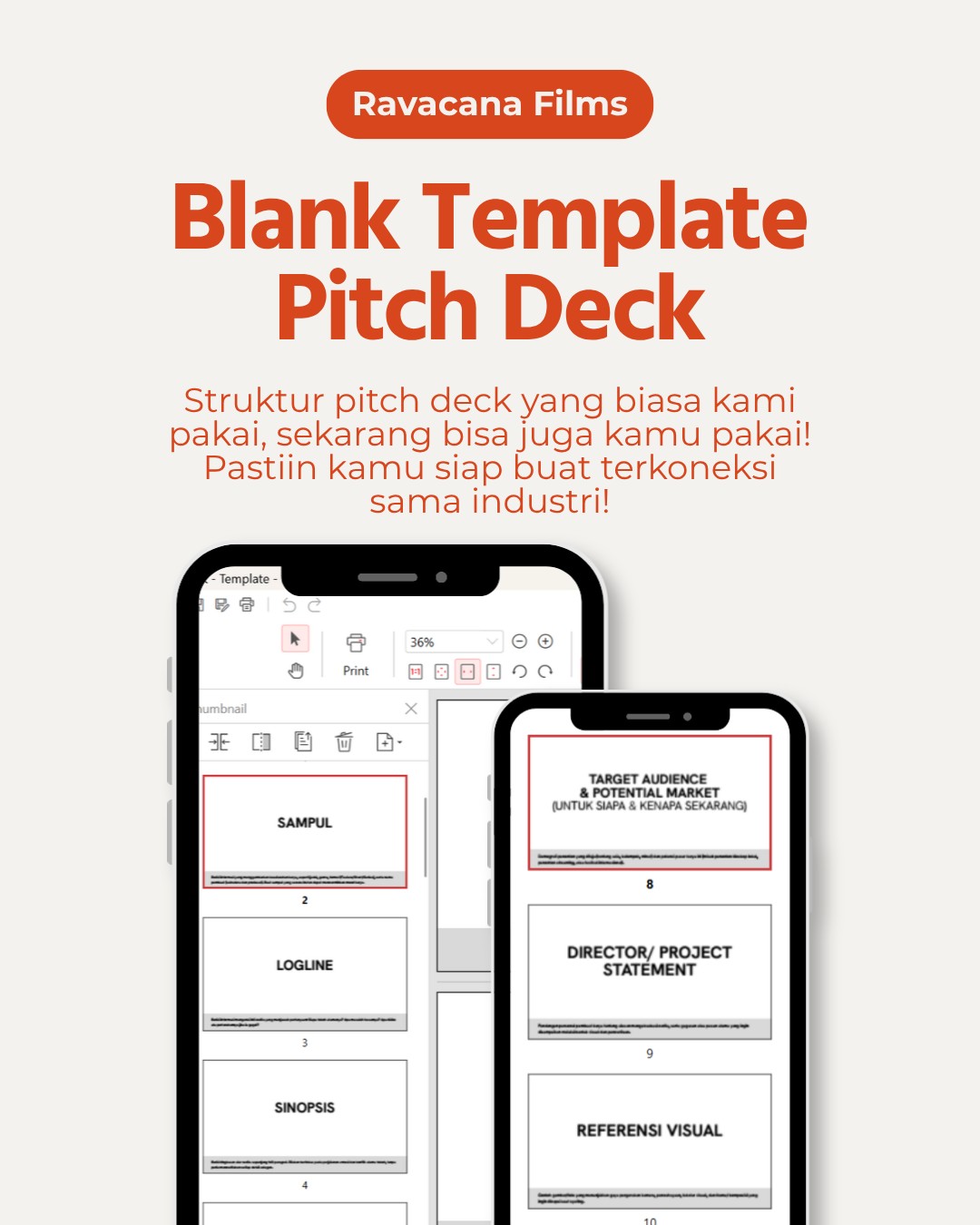Ravacana Pitch Deck Template — Presentation Deck untuk Pitching Konsep Film/Video (PPTX)