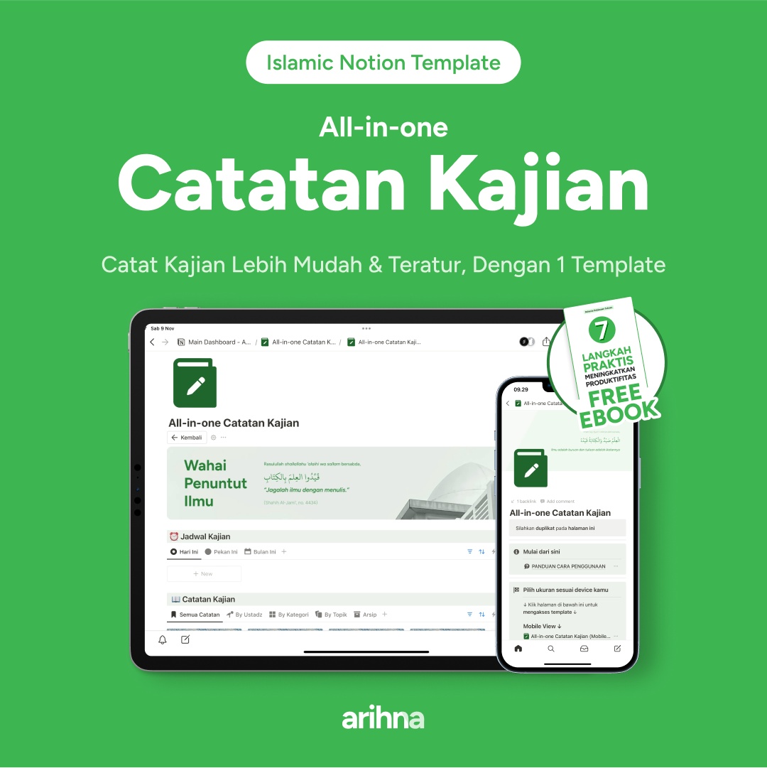 Fitur template All-in-one Catatan Kajian