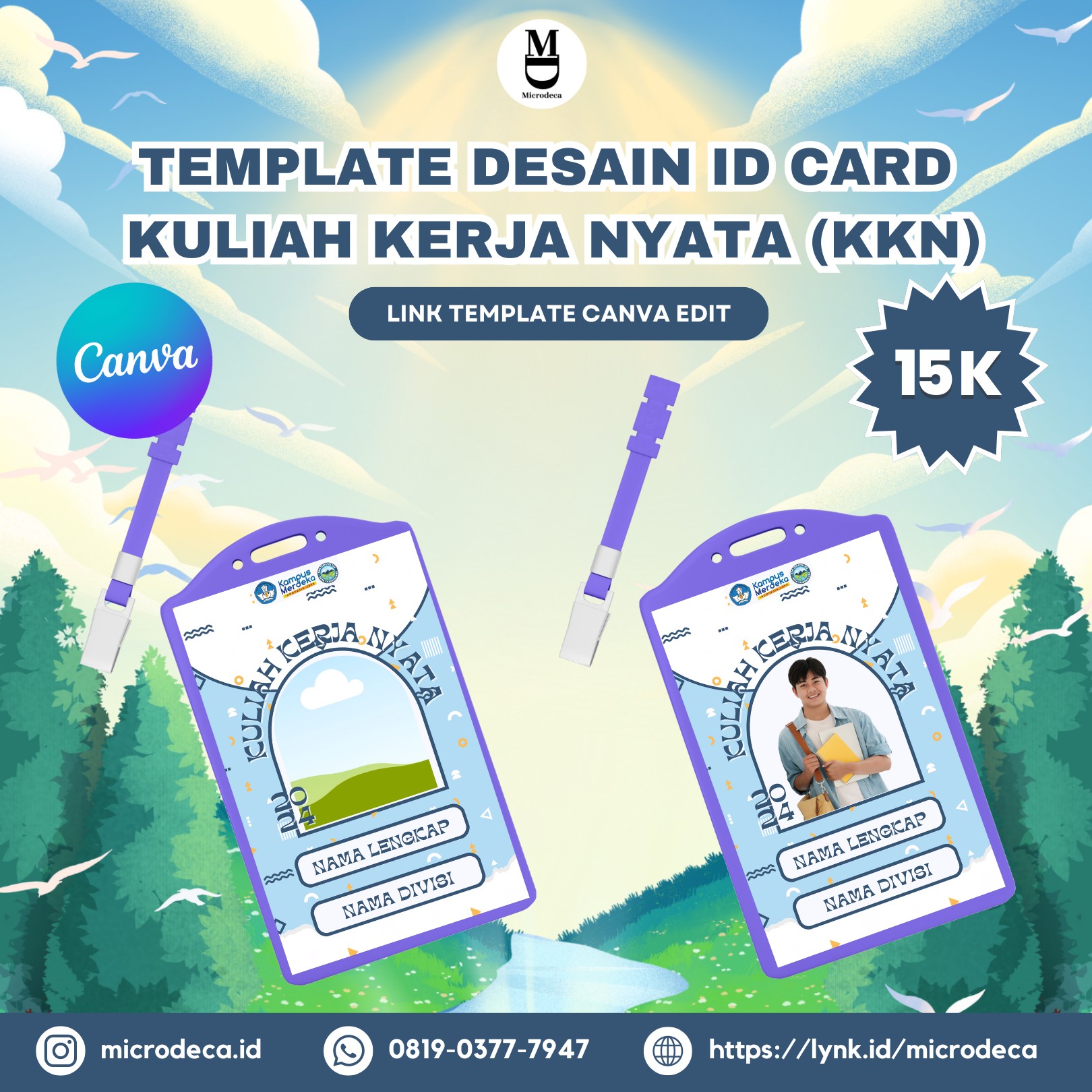 TEMPLATE DESAIN ID CARD (NAME TAG) KKN [Link Template Canva Edit ...