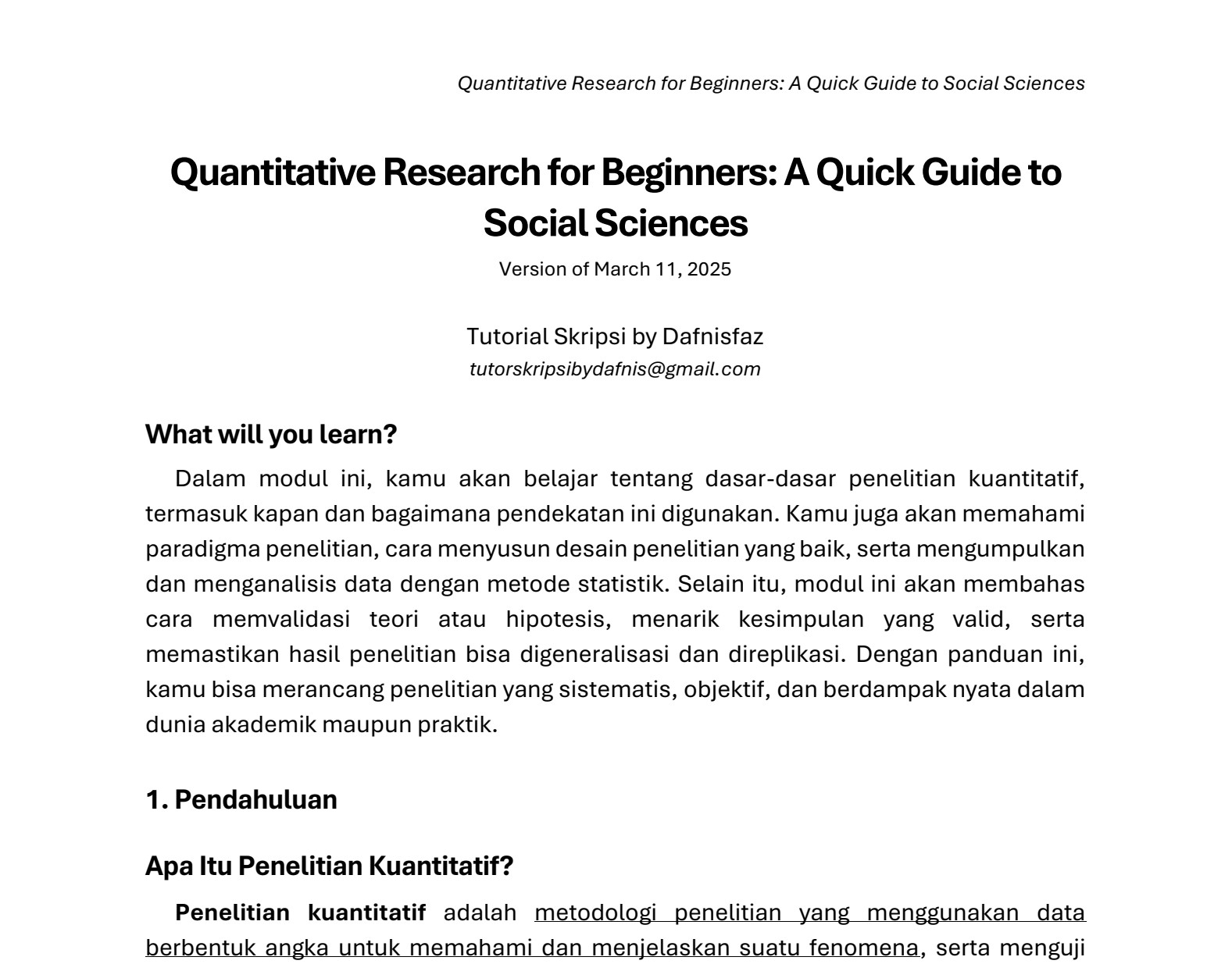 MODUL PENELITIAN KUANTITATIF
