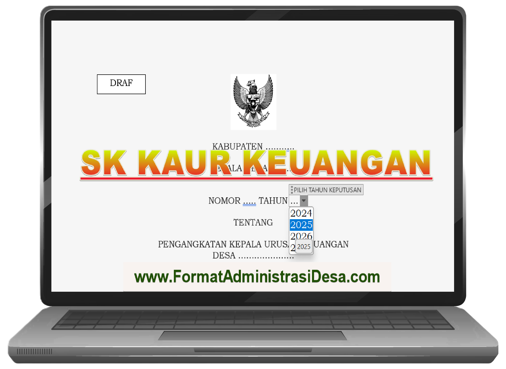 Template SK Pengangkatan Kaur Keuangan (ASLI, SALINAN, PETIKAN)