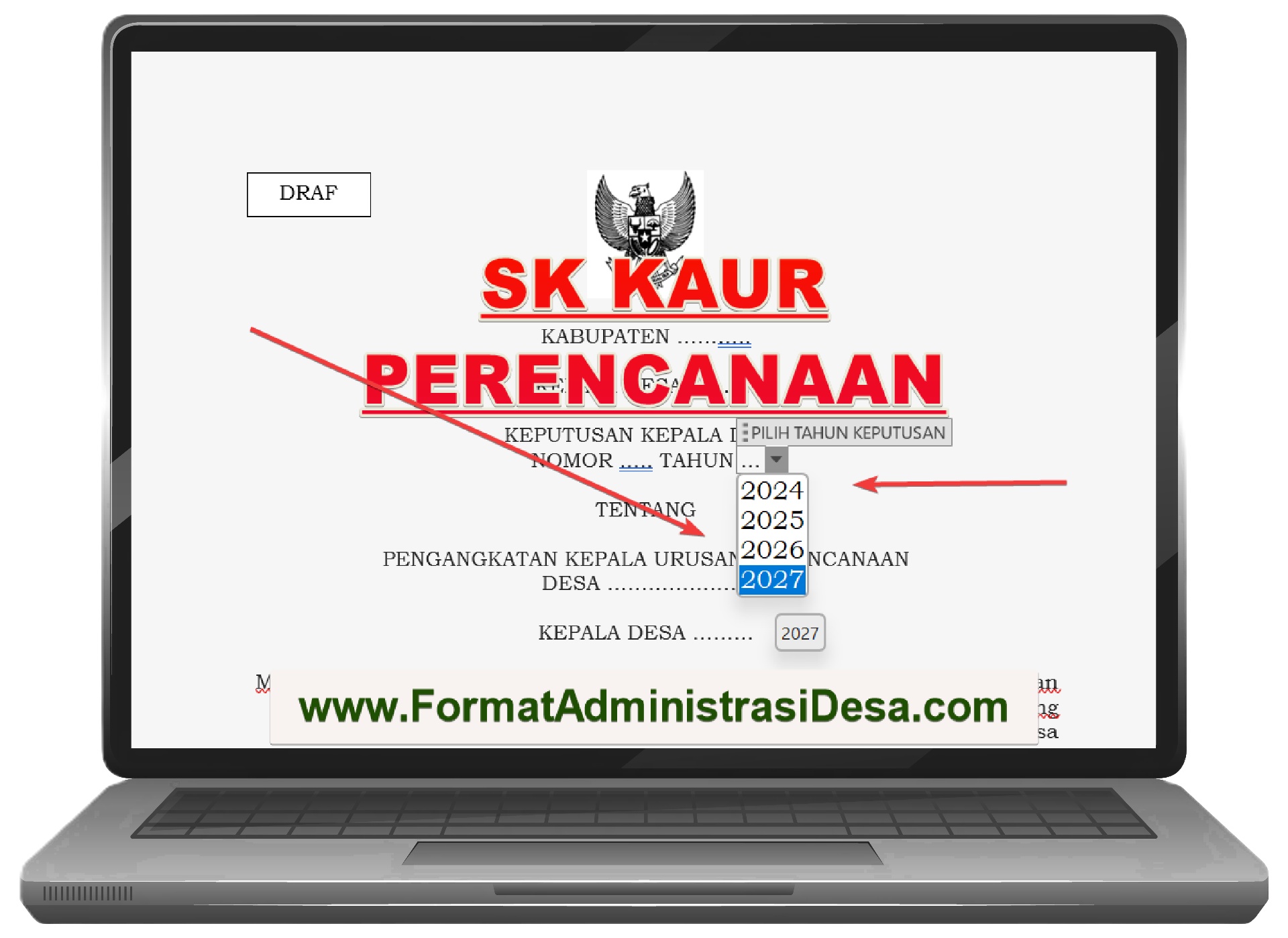 Template SK Pengangkatan Kaur Perencanaan (ASLI, SALINAN, PETIKAN) - Sesuai Aturan Terbaru