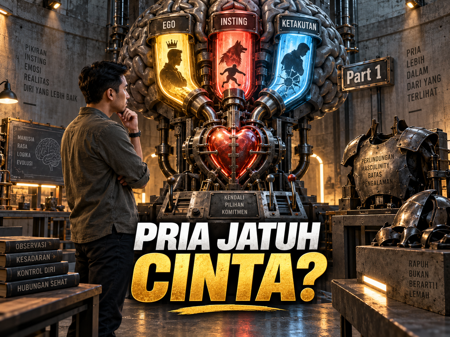 Cover audiobook (Part 1) Rahasia Otak Pria Saat Jatuh Cinta — Antara Ego, Insting, dan Ketakutan Akan Kelemahan