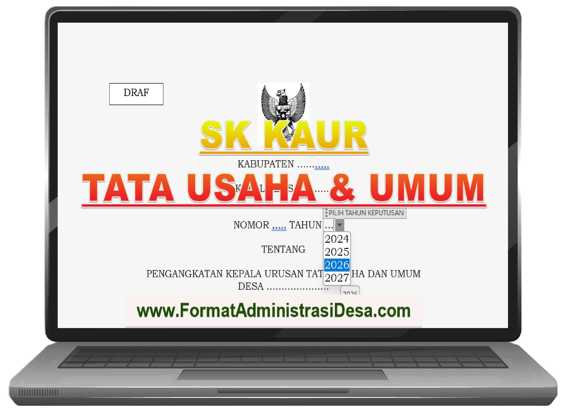 Template SK Pengangkatan Kaur Tata Usaha dan Umum (Asli, Salinan, Petikan) - UPDATE