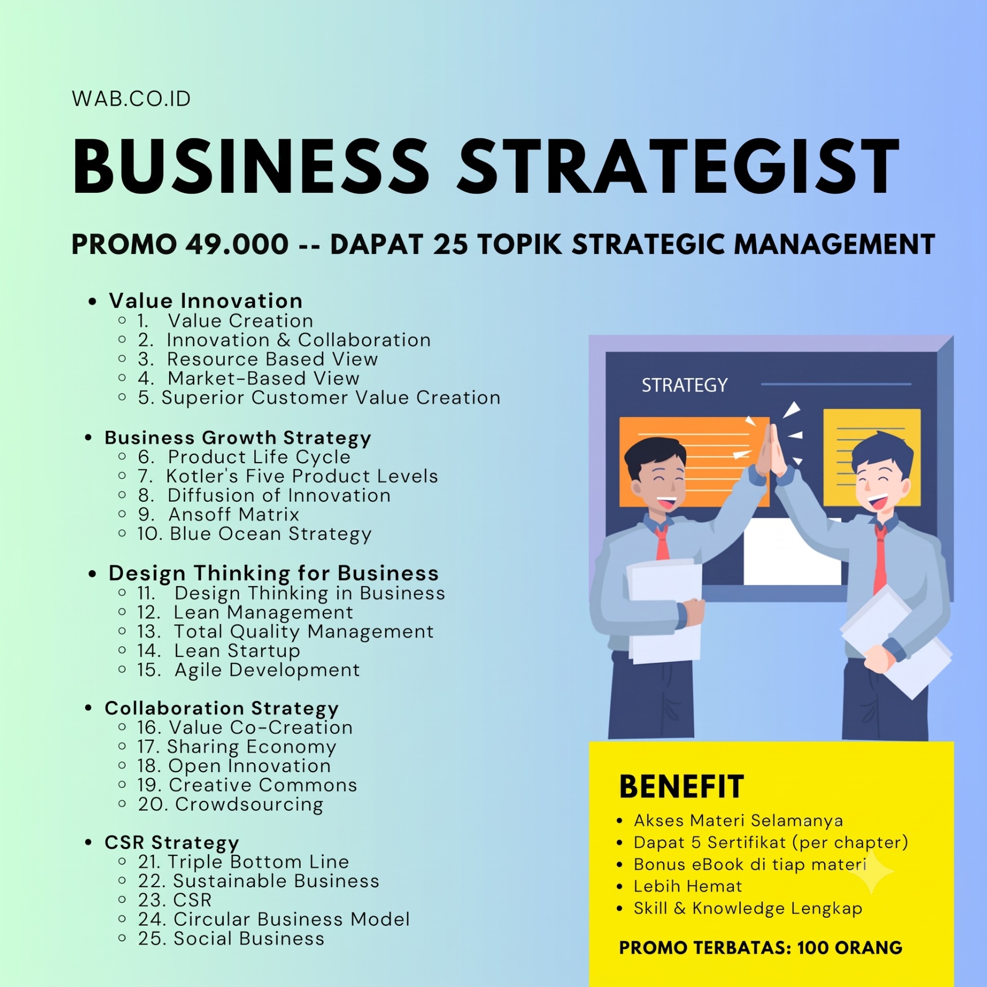 Sampul kelas Business Strategist